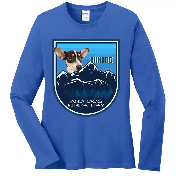 Hiking And Dog Kinda Day Rat Terrier Gift Ladies Long Sleeve Shirt