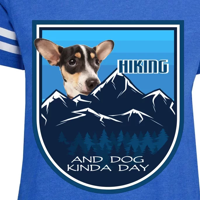 Hiking And Dog Kinda Day Rat Terrier Gift Enza Ladies Jersey Football T-Shirt