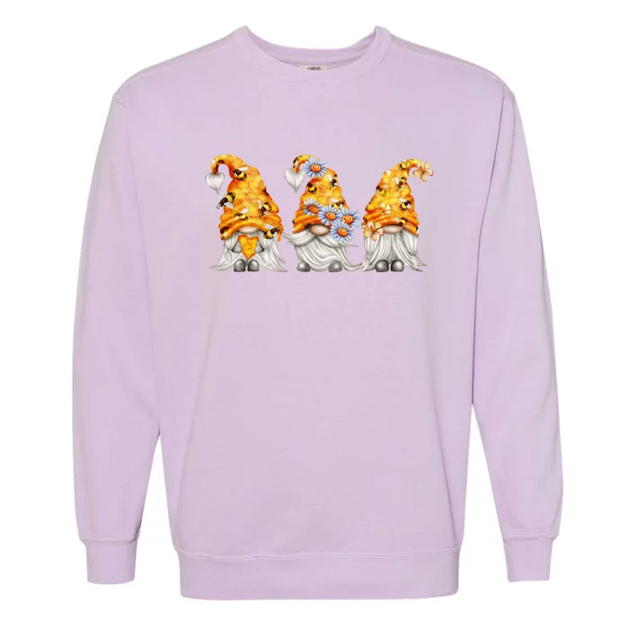 Honeybee And Daisy Bumblebee Bee Gnome Gift Garment-Dyed Sweatshirt