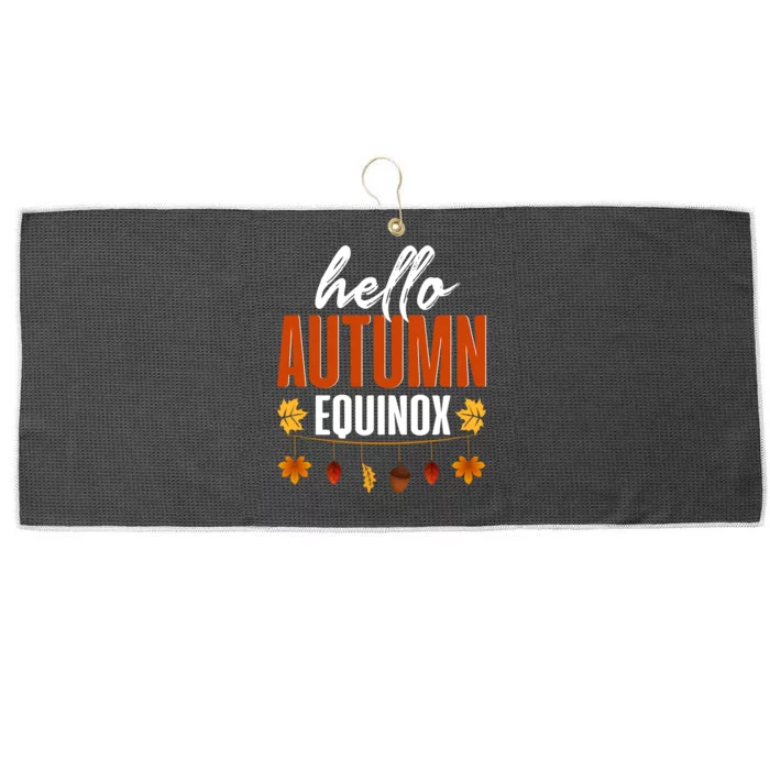 Hello Autumn Equinox Fall Leaves Graphic Large Microfiber Waffle Golf Towel