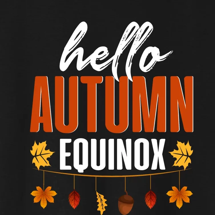 Hello Autumn Equinox Fall Leaves Graphic Women's Crop Top Tee