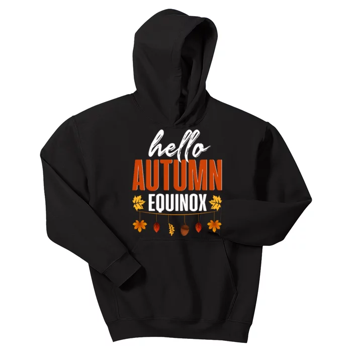 Hello Autumn Equinox Fall Leaves Graphic Kids Hoodie