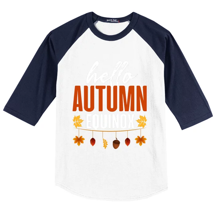 Hello Autumn Equinox Fall Leaves Graphic Baseball Sleeve Shirt