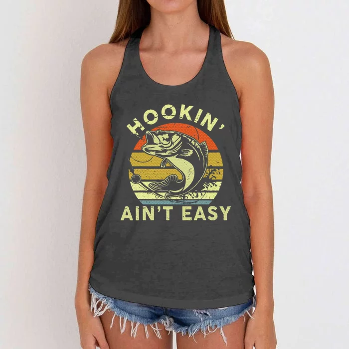 Hooking Aint Easy Humor Fishing Women's Knotted Racerback Tank