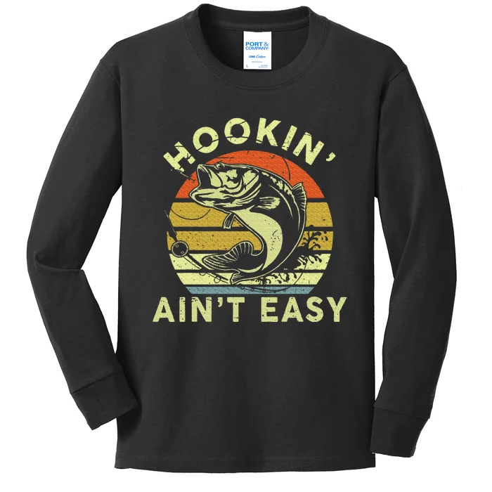 Hooking Aint Easy Humor Fishing Kids Long Sleeve Shirt