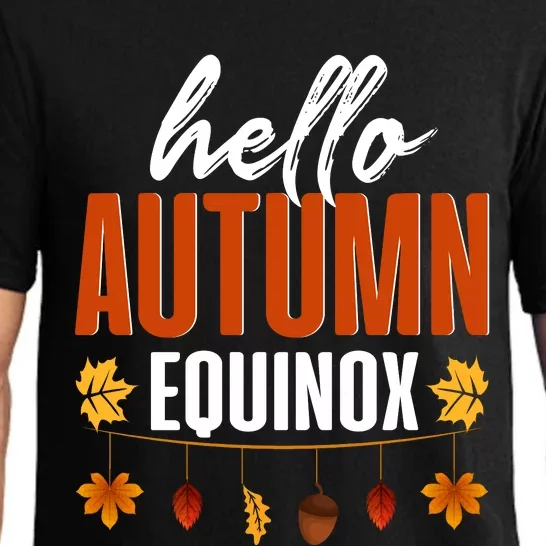 Hello Autumn Equinox Fall Leaves Graphic Pajama Set