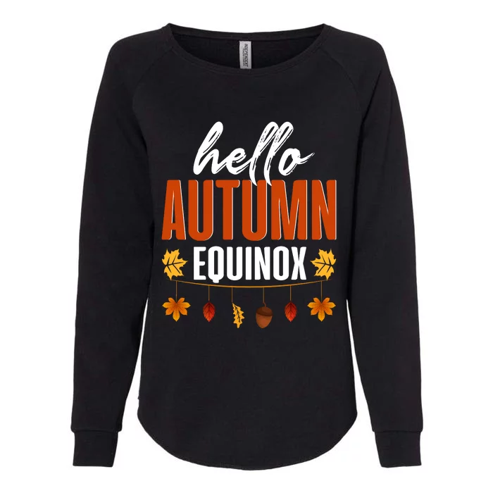 Hello Autumn Equinox Fall Leaves Graphic Womens California Wash Sweatshirt