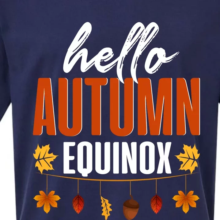 Hello Autumn Equinox Fall Leaves Graphic Sueded Cloud Jersey T-Shirt