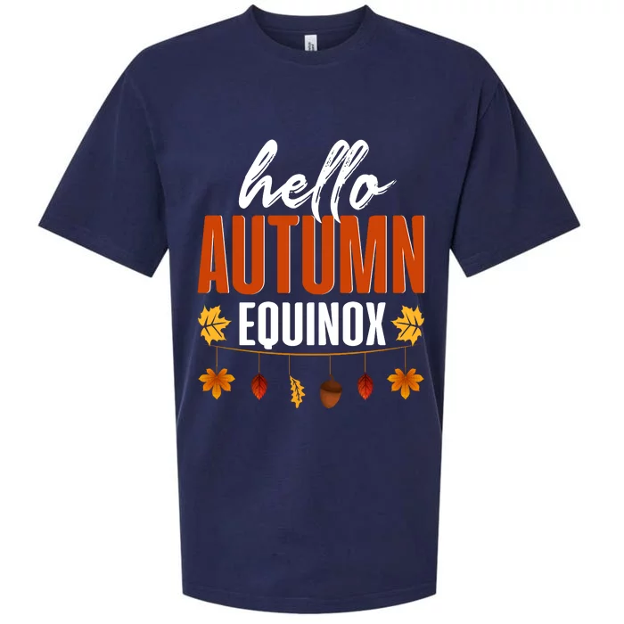 Hello Autumn Equinox Fall Leaves Graphic Sueded Cloud Jersey T-Shirt