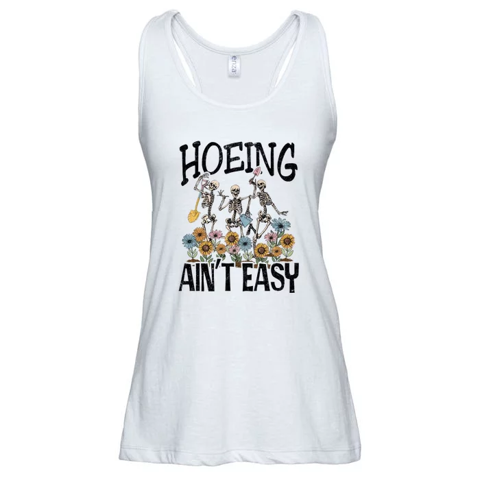 Hoeing Aint Easy Funny Skeleton Ladies Essential Flowy Tank