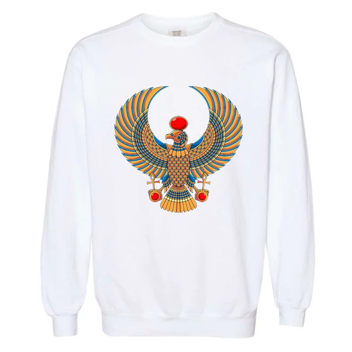 Horus Ancient Egyptian Falcon Hieroglyph Egypt God Mythology Garment-Dyed Sweatshirt