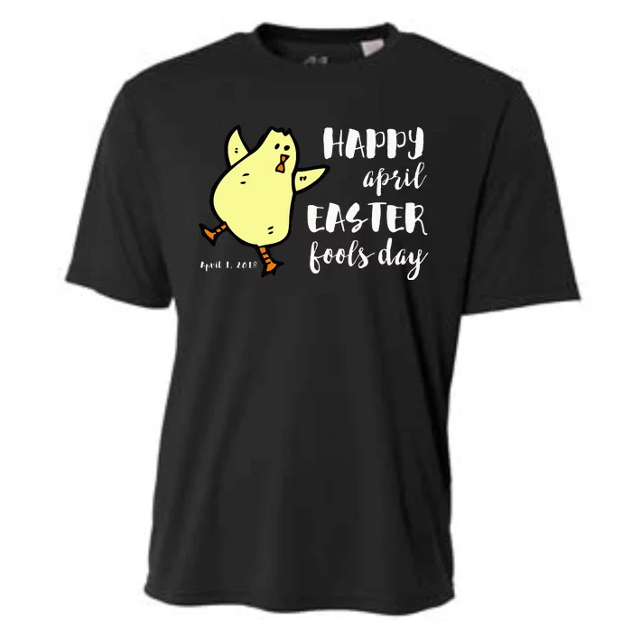 Happy April Easter Fools Day Funny Dancing Chick Cooling Performance Crew T-Shirt