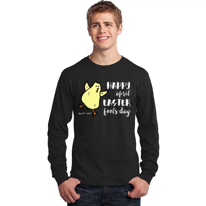 Happy April Easter Fools Day Funny Dancing Chick Long Sleeve Shirt