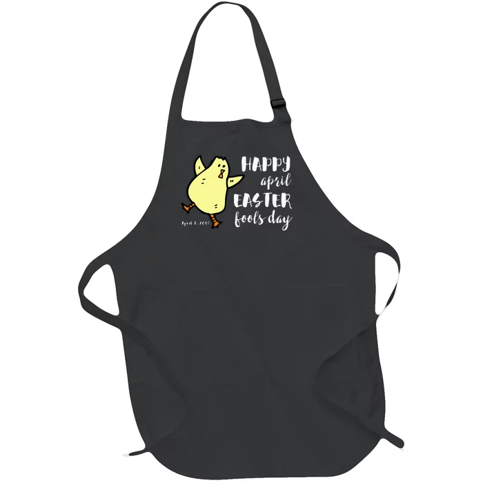 Happy April Easter Fools Day Funny Dancing Chick Full-Length Apron With Pocket