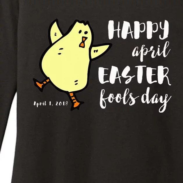 Happy April Easter Fools Day Funny Dancing Chick Womens CVC Long Sleeve Shirt