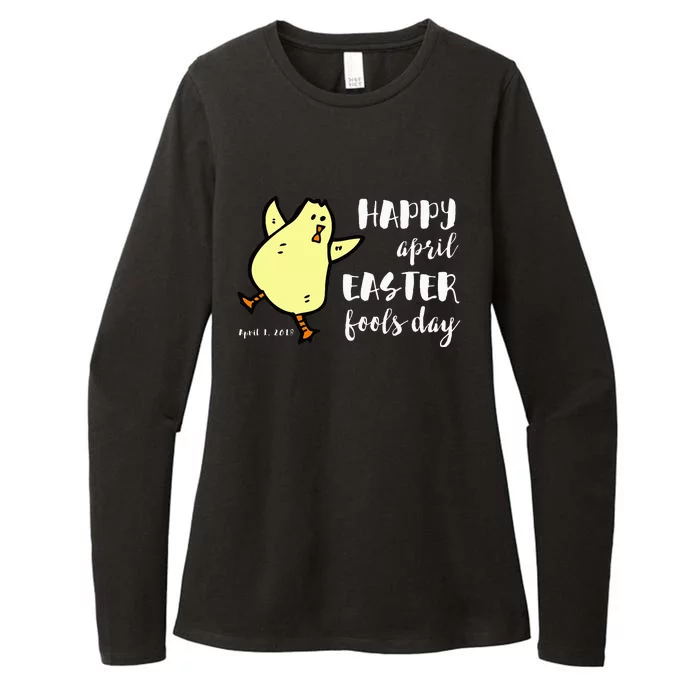 Happy April Easter Fools Day Funny Dancing Chick Womens CVC Long Sleeve Shirt