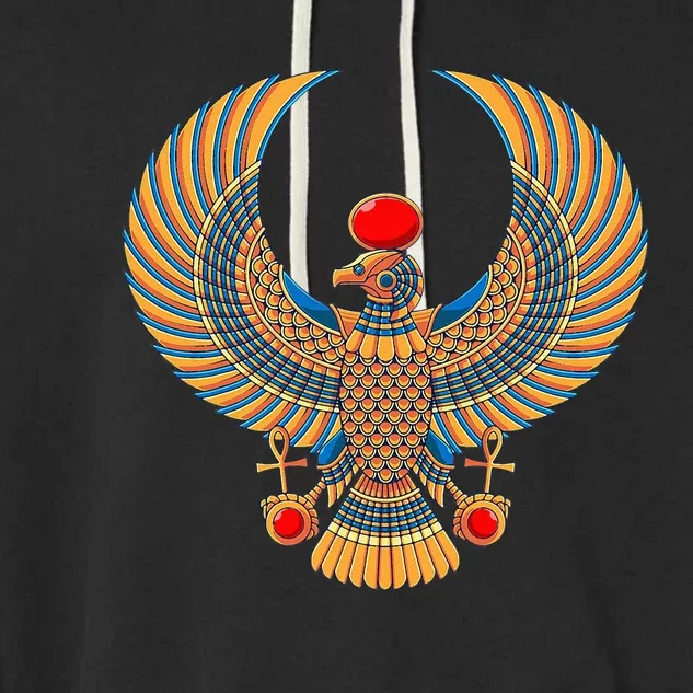 Horus Ancient Egyptian Falcon Hieroglyph Egypt God Mythology Garment-Dyed Fleece Hoodie