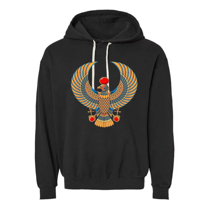 Horus Ancient Egyptian Falcon Hieroglyph Egypt God Mythology Garment-Dyed Fleece Hoodie