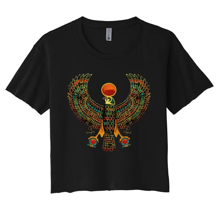 Horus Ancient Egyptian Falcon Hieroglyph Women's Crop Top Tee