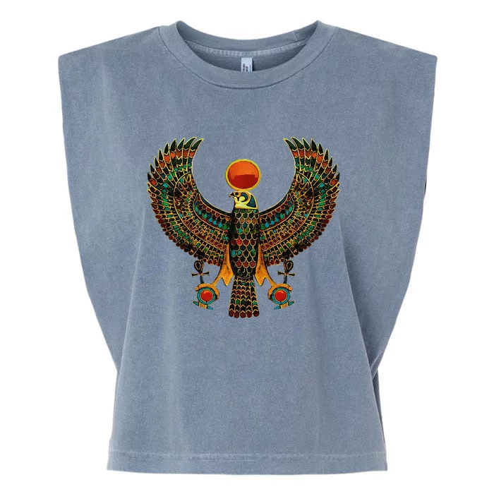 Horus Ancient Egyptian Falcon Hieroglyph Garment-Dyed Women's Muscle Tee