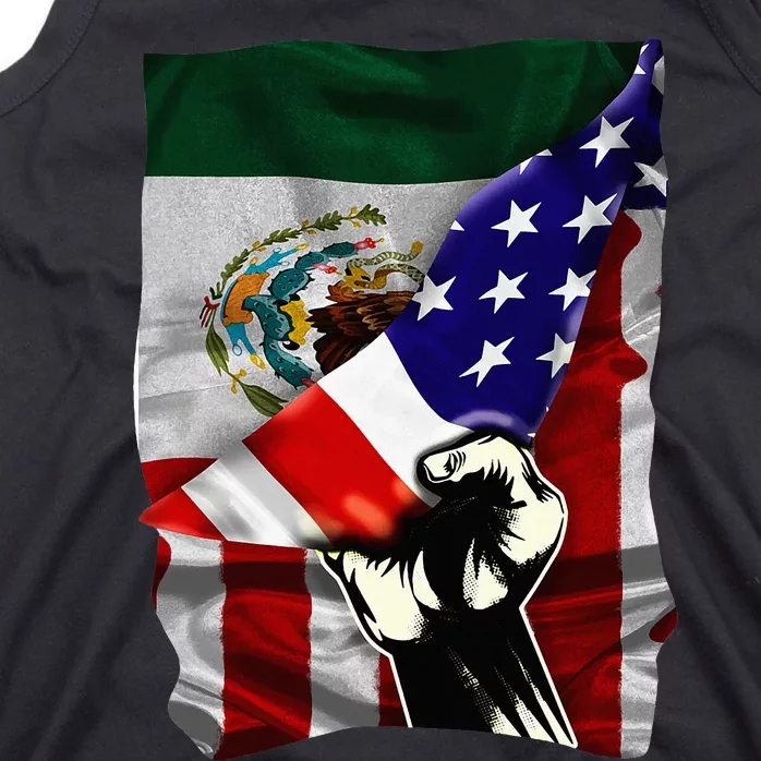 Half American Flag Mexican Roots Usa Flag Mexico Tank Top