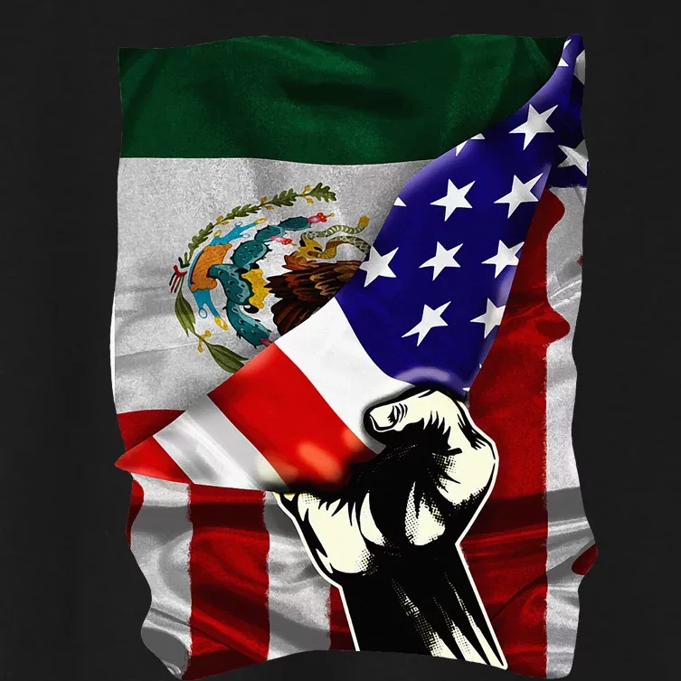 Half American Flag Mexican Roots Usa Flag Mexico Women's Crop Top Tee