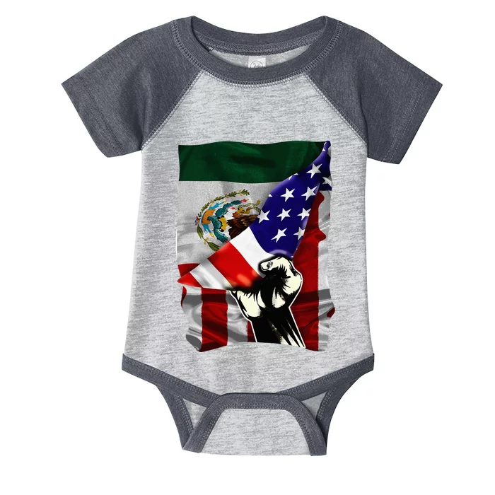 Half American Flag Mexican Roots Usa Flag Mexico Infant Baby Jersey Bodysuit