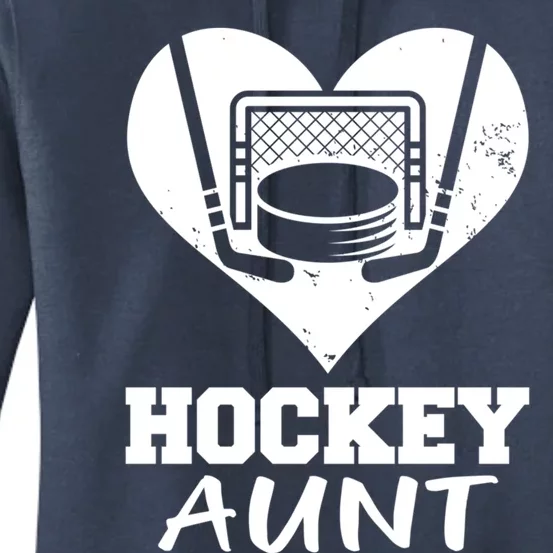 Hockey Aunt Funny Hockey Heart Gift Women's Pullover Hoodie