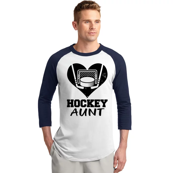 Hockey Aunt Funny Hockey Heart Gift Baseball Sleeve Shirt