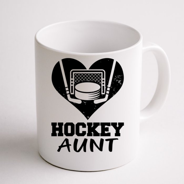 Hockey Aunt Funny Hockey Heart Gift Front & Back Coffee Mug