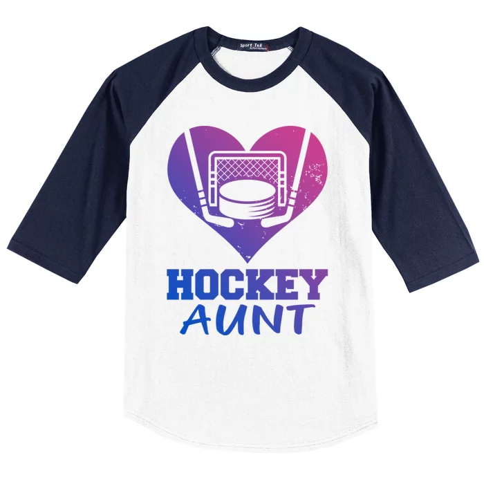 Hockey Aunt Funny Hockey Heart Gift Baseball Sleeve Shirt