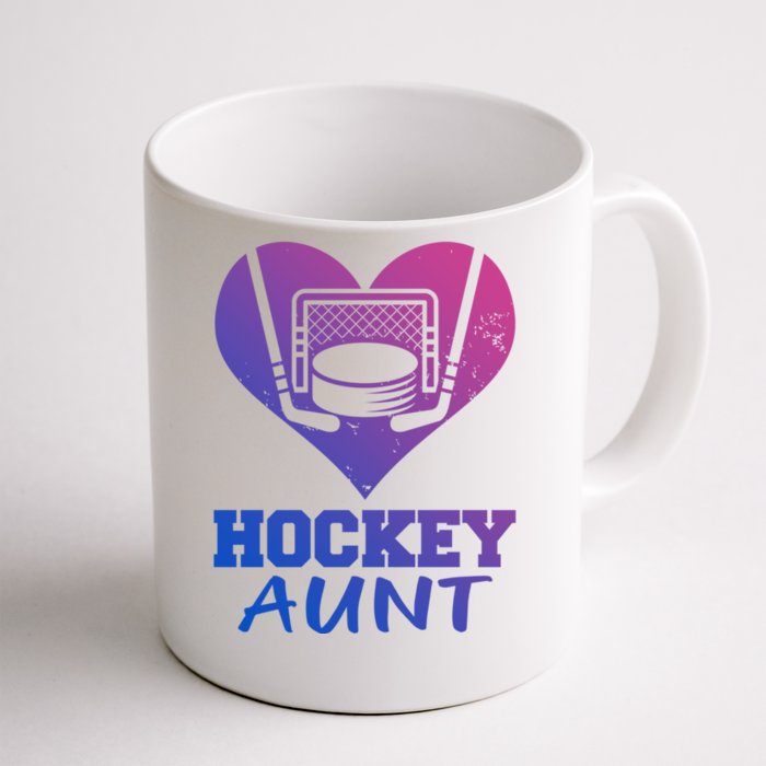 Hockey Aunt Funny Hockey Heart Gift Front & Back Coffee Mug