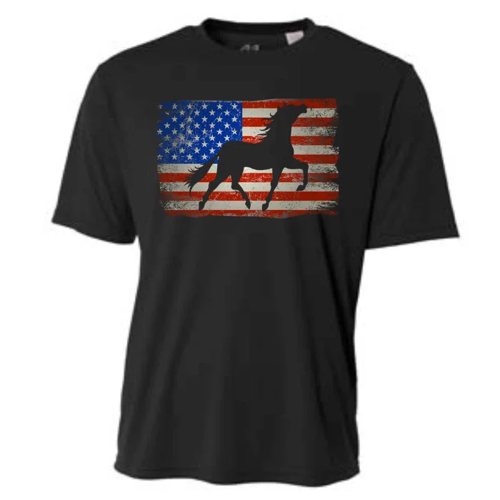 Horse American Flag Usa Patriotic Funny Gift Cooling Performance Crew T-Shirt