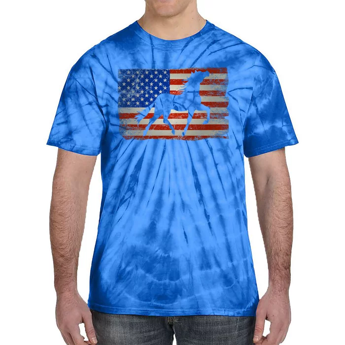 Horse American Flag Usa Patriotic Funny Gift Tie-Dye T-Shirt