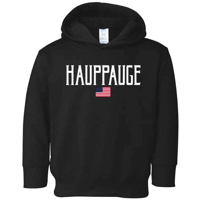 Hauppauge American Flag And White Text Toddler Hoodie