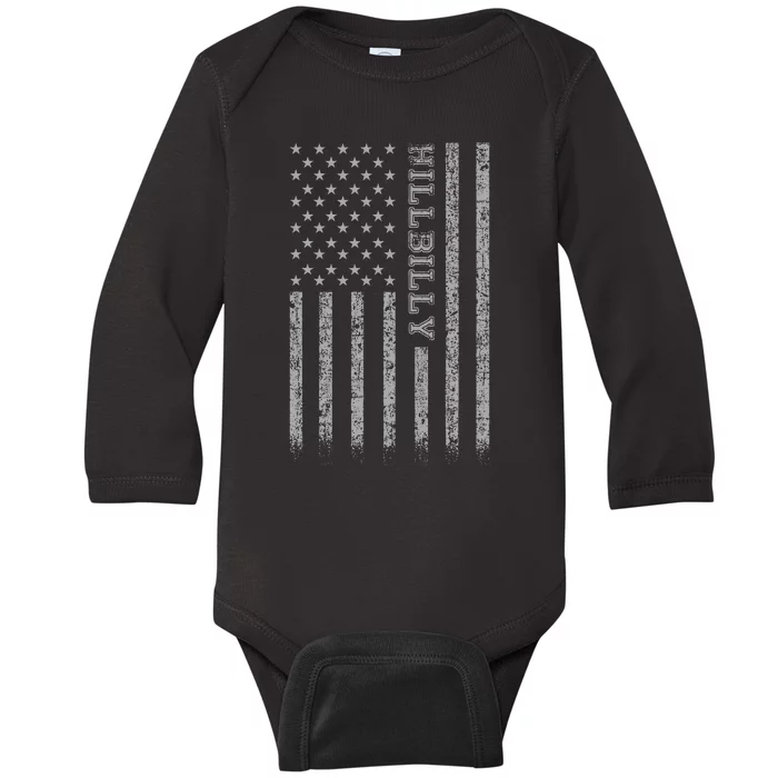 Hillbilly American Flag Baby Long Sleeve Bodysuit