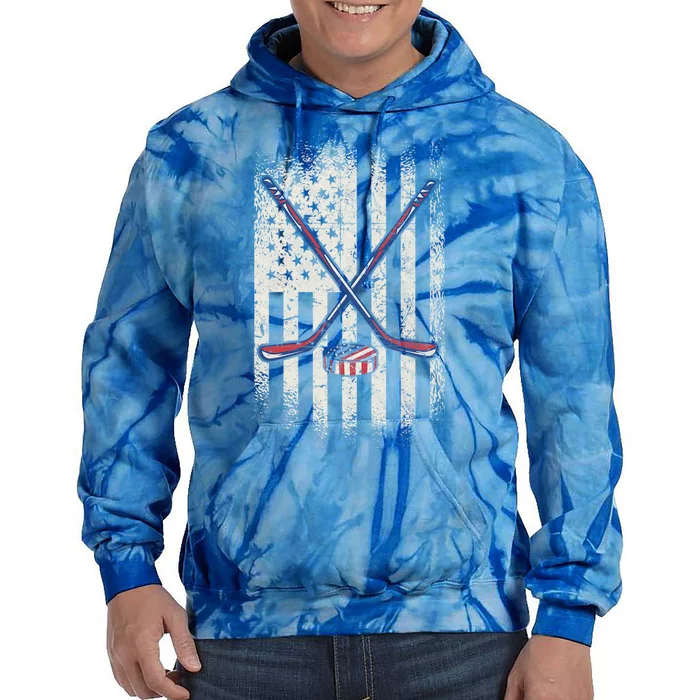 Hockey American Flag Usa Ice Hockey Cool Gift Tie Dye Hoodie