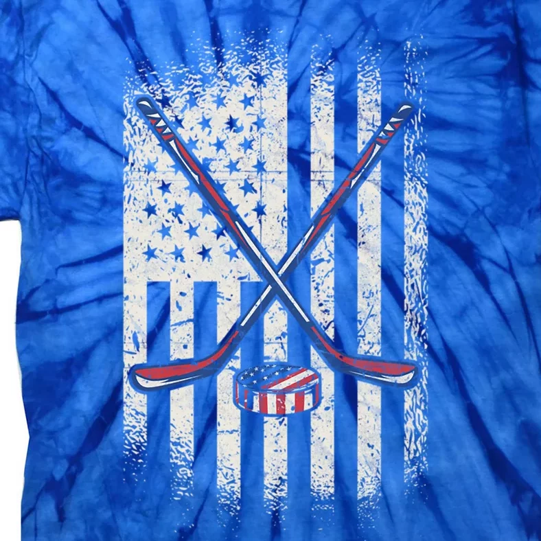 Hockey American Flag Usa Ice Hockey Cool Gift Tie-Dye T-Shirt