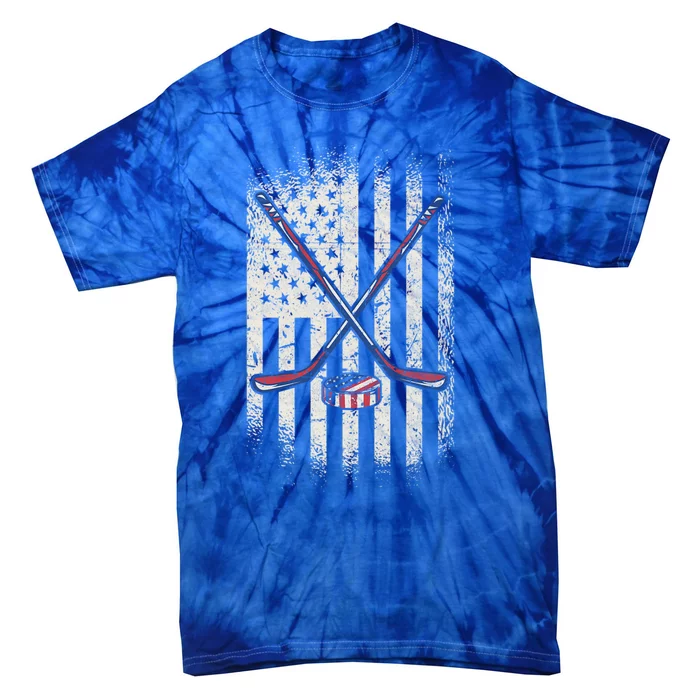 Hockey American Flag Usa Ice Hockey Cool Gift Tie-Dye T-Shirt