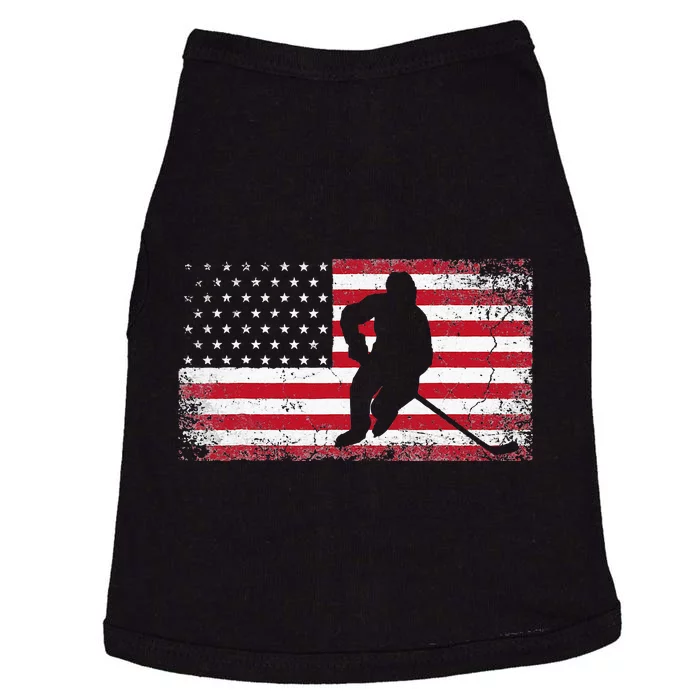 Hockey American Flag 4th Of July Patriotic USA Dad Men Son Doggie Tank