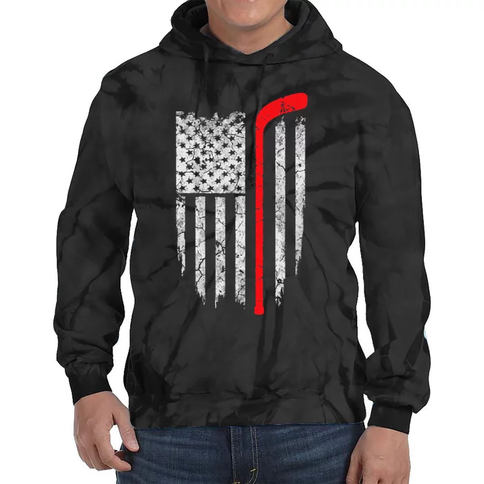 Hockey American Flag Hockey Tie Dye Hoodie