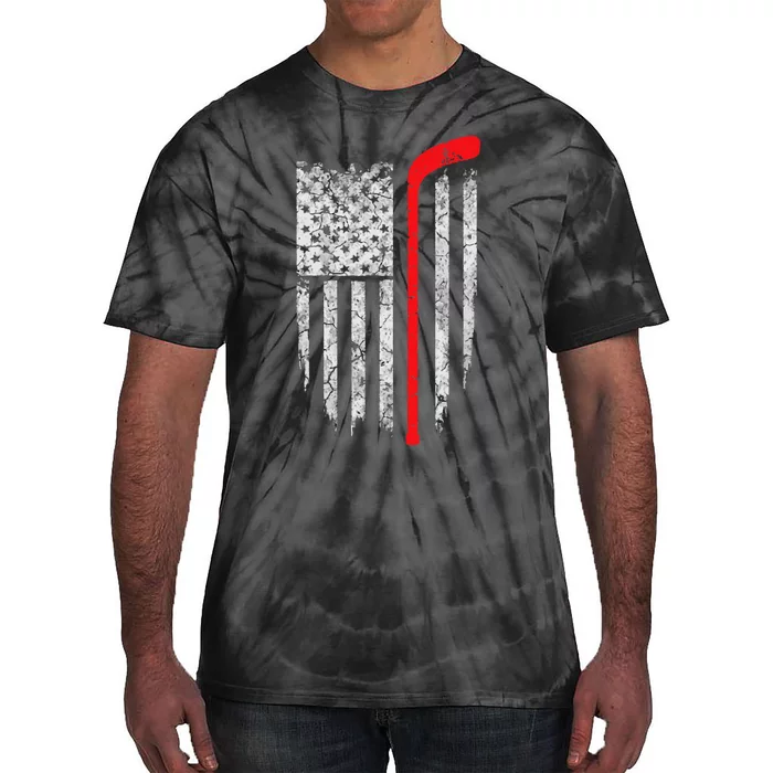 Hockey American Flag Hockey Tie-Dye T-Shirt