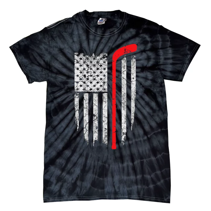 Hockey American Flag Hockey Tie-Dye T-Shirt