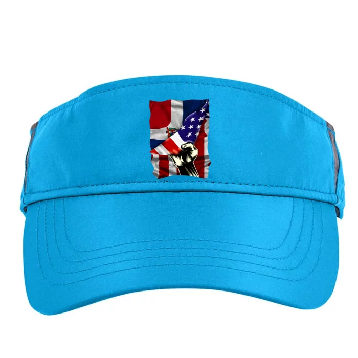 Half American Flag Dominican Roots Usa Flag Dom Republic Gift Adult Drive Performance Visor