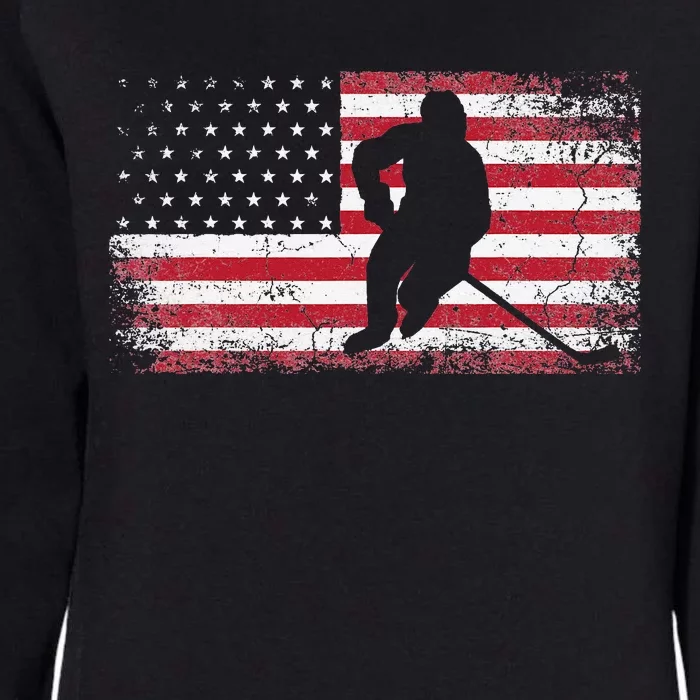 Hockey American Flag 4th of July Patriotic USA Dad Son Womens California Wash Sweatshirt