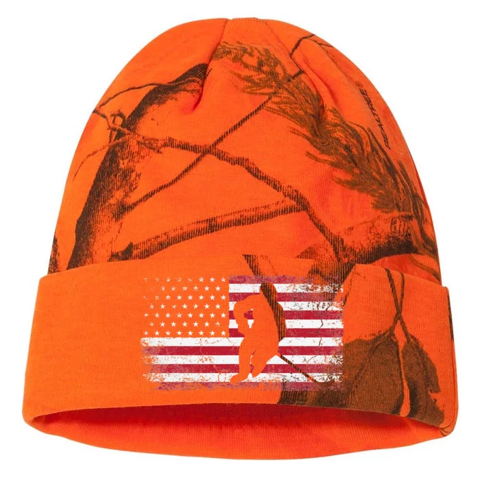 Hockey American Flag 4th of July Patriotic USA Dad Son Kati - 12in Camo Beanie