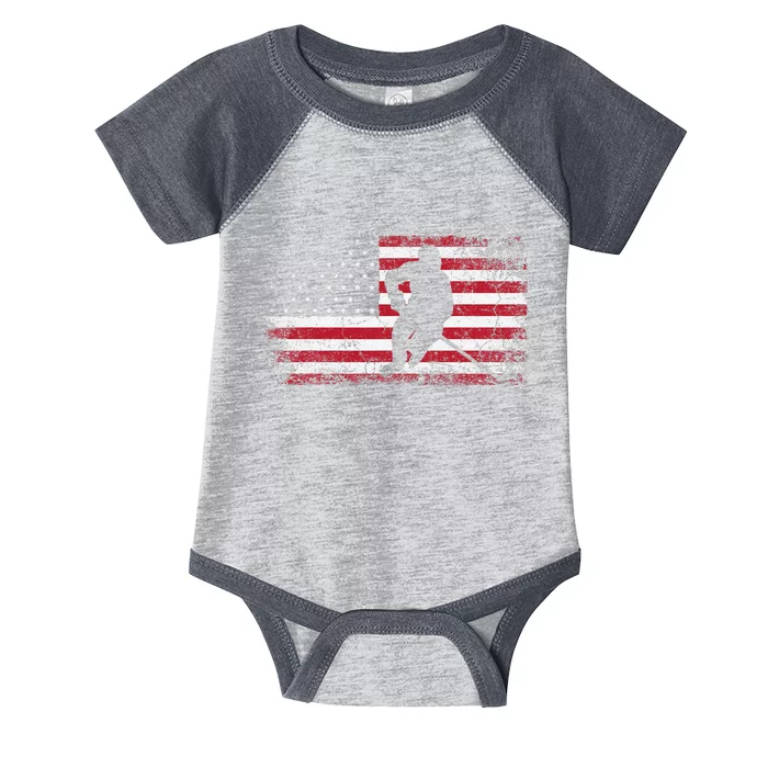 Hockey American Flag 4th of July Patriotic USA Dad Son Infant Baby Jersey Bodysuit