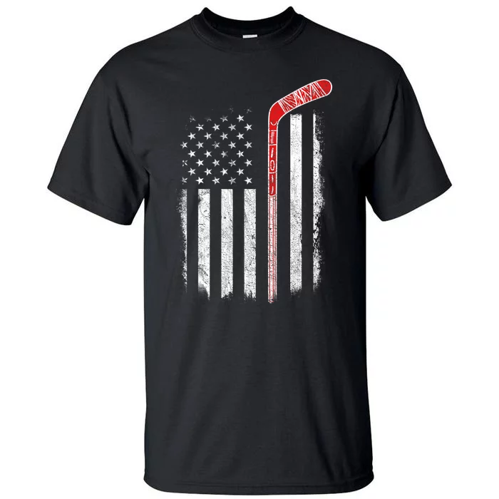 Hockey American Flag  Hockey Flag Tall T-Shirt