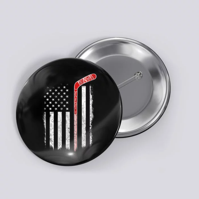 Hockey American Flag  Hockey Flag Button