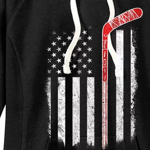 Hockey American Flag  Hockey Flag Women's Fleece Hoodie